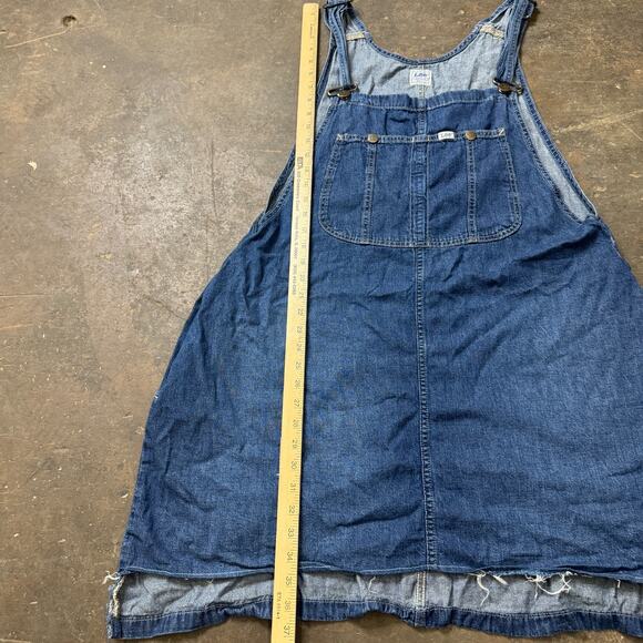 Vintage Lee Denim Overall Jumper Dress Womens Workwear 2X Raw Hem 100% Cotton - Picture 10 of 10